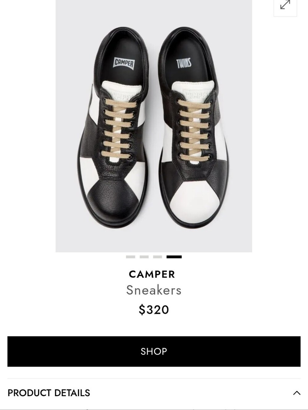 Camper Twins black and white soccer ball inspired Leather Low-Top Sneakers